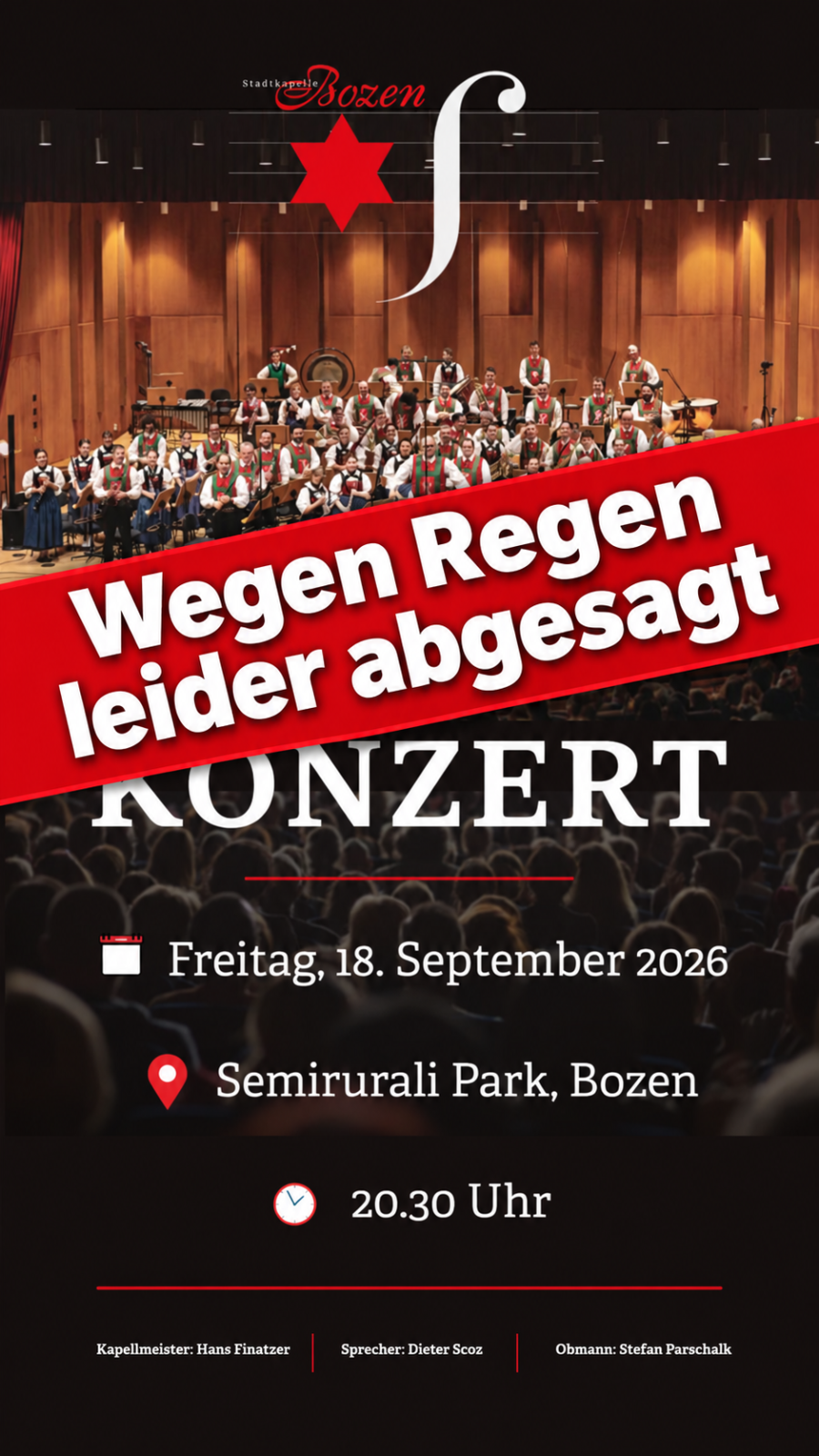Konzert vom 18.09.2026 wegen Regen abgesagt